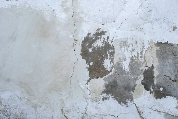 Detail Old Cracked Cement Wall White Limewash Plaster Coating — Stock Photo, Image