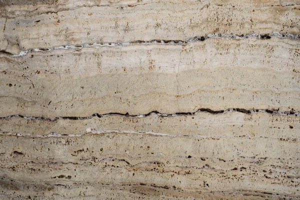 Detail Béžové Travertinové Mramorové Stěny Dlaždice Porézní Textury — Stock fotografie
