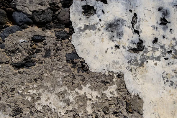 火山石壁の詳細は 石膏のコーティングを着用 グランジの背景 — ストック写真