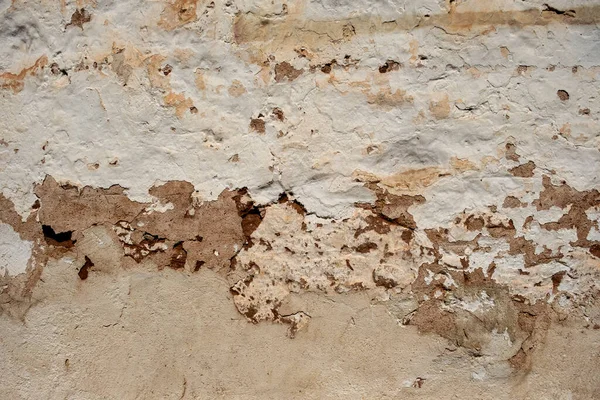 Detail Des Zementputzes Auf Der Alten Weißen Kalkwand — Stockfoto