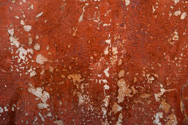Detail Van Oude Wandtextuur Met Rode Schilferende Verf Grunge Achtergrond — Stockfoto