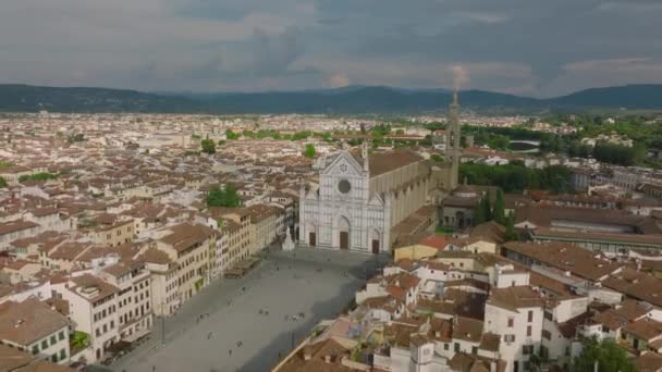 Vista Aérea Basílica Santa Croce Praça Circundante Grande Igreja Com — Vídeo de Stock