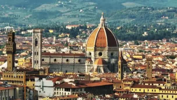 Bellissimo Scatto Del Duomo Firenze Con Grande Cupola Rossa Zoomato — Video Stock