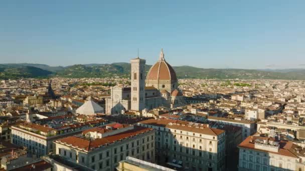 Riprese Aeree Ascendenti Del Duomo Firenze Famosa Cattedrale Con Torre — Video Stock