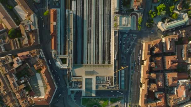 Images Panoramiques Gare Des Bâtiments Rues Environnants Ville Par Une — Video
