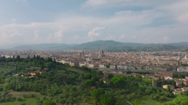 Letecký Snímek Pánev Historického Centra Města Slavnou Florentskou Katedrálou Zelené — Stock video