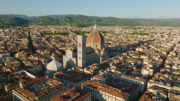 Fotografia Aérea Ascendente Complexo Catedral Florença Dos Edifícios Circundantes Centro — Vídeo de Stock