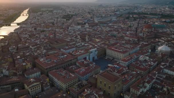 Flygfoto Över Piazza Della Repubblica Och Omgivande Byggnader Gamla Stan — Stockvideo