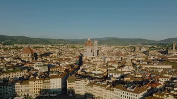 旅游目的地地标的航拍 具有大教堂和其他景观的历史市中心 意大利佛罗伦萨 — 图库视频影像
