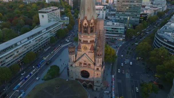 Diapositive Surélevée Vidéo Panoramique Église Commémorative Kaiser Wilhelm Restes Vieille — Video