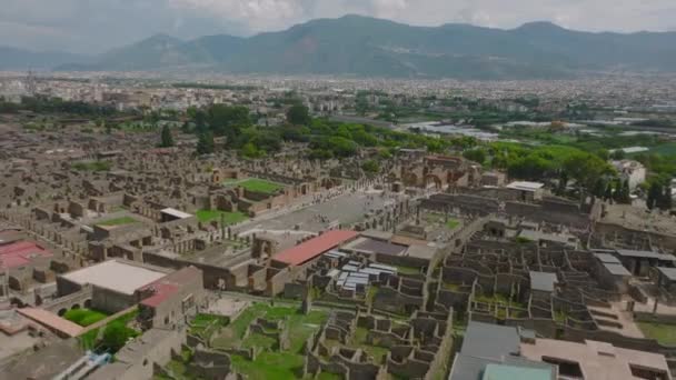 Vista Aérea Antiga Cidade Romana Pompeia Ruínas Famosa Cidade Destruídas — Vídeo de Stock