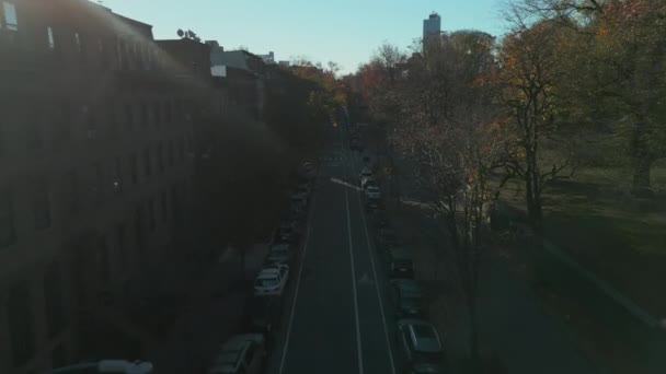 Utca Között Városliget Sor Klasszikus Apartman Házak Városi Kerületben Előrenyomulás — Stock videók
