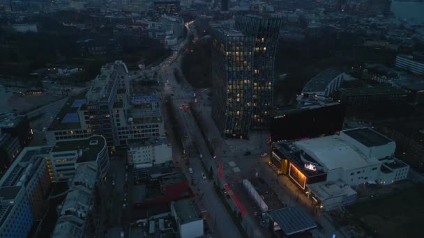 High Angle View Famous Reeperbahn Street Dusk Tilt Reveal Cityscape — Video