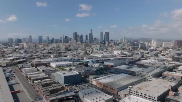 Aerial Ascending Footage Metropolis Skyline Modern High Rise Office Apartment — Stock Video