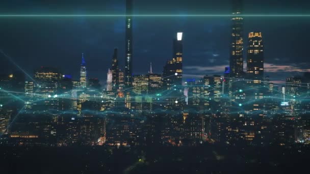 Noční Klouzání Odhalují Moderní Vysoké Mrakodrapy Manhattanu New York Usa — Stock video