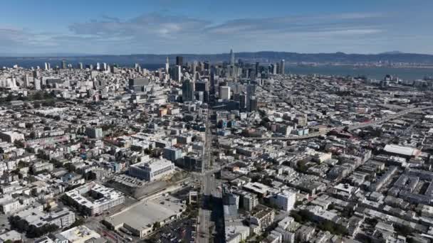 Pénzügyi Negyed Modern Toronyházak Belvárosban Légi Felvétel Nagyvárosról San Francisco — Stock videók