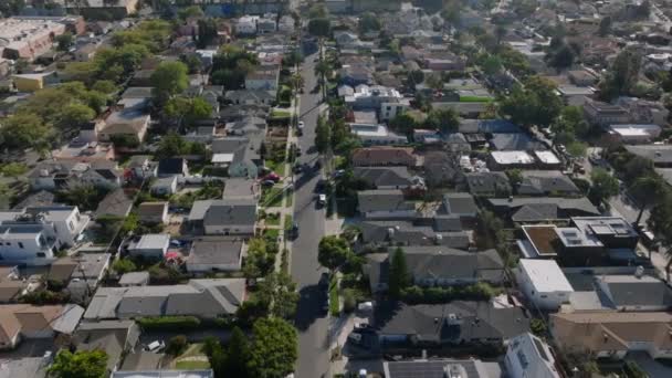 Letecké Záběry Rezidencí Podél Klidné Ulice Rezidenční Městské Čtvrti Městě — Stock video