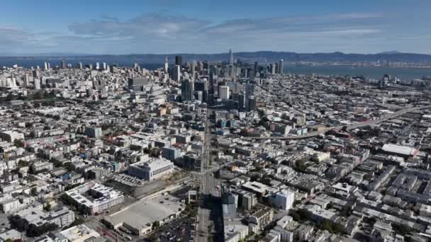Pénzügyi Negyed Modern Toronyházak Belvárosban Légi Felvétel Nagyvárosról San Francisco — Stock videók