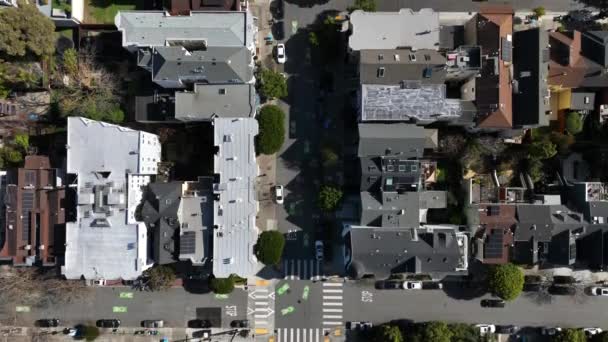 Fly Residential Borough Birds Eye Shot Streets Intersections Buildings City — Stock Video