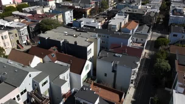 Şehir Merkezindeki Evler Caddelerin Yüksek Açılı Görüntüsü Şehir Manzarasını Yukarı — Stok video