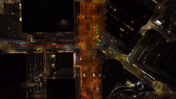 Top Panning Footage Illuminated Streets Buildings Night City San Francisco — Stock Video
