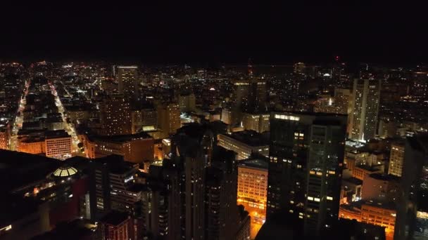 Avante Sobrevoe Edifícios Cidade Durante Noite Vista Aérea Metrópole São — Vídeo de Stock