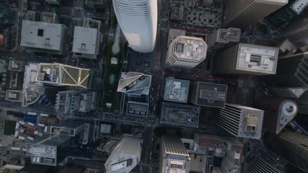 Imágenes Arriba Hacia Abajo Edificios Oficinas Modernos Distrito Financiero Vista — Vídeos de Stock