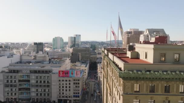 Şehir Merkezindeki Tarihi Çok Katlı Binalar Westin Francis Oteli Boyunca — Stok video