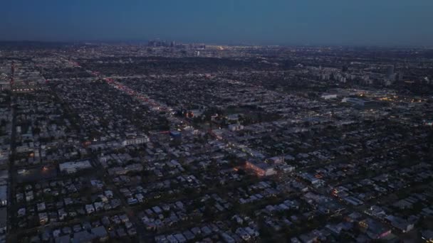 Aerial Panoramic View Metropolis Dusk Large Residential Urban Borough Downtown — Stock Video
