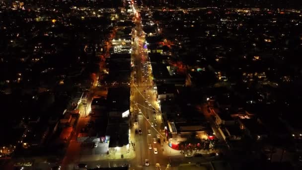 High Angle View Wide Street Urban Borough Tilt Reveal Night — Stock Video