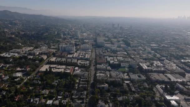 Metropolis Teki Binaların Havadan Panoramik Görüntüsü Geriye Dönükse Şehir Merkezindeki — Stok video