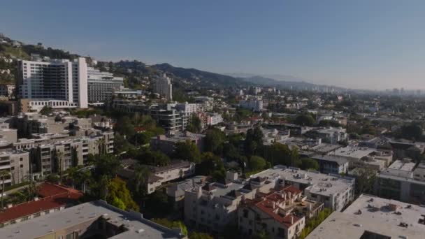 Luchtbeelden Van Luxe Hotels West Hollywood Urban Borough Heuvels Heldere — Stockvideo