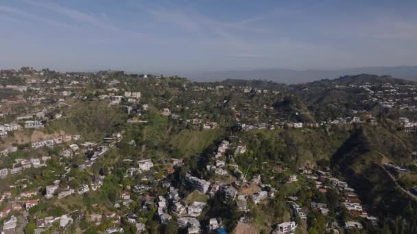 Luchtfoto Van Huizen Luxe Residenties Hollywood Hills Boven Metropolis Los — Stockvideo