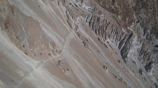 Légi Légy Ösvényen Tilicho Bázistáborba Magas Himalájai Hegyekbe Trekking Lélegzetelállító — Stock videók