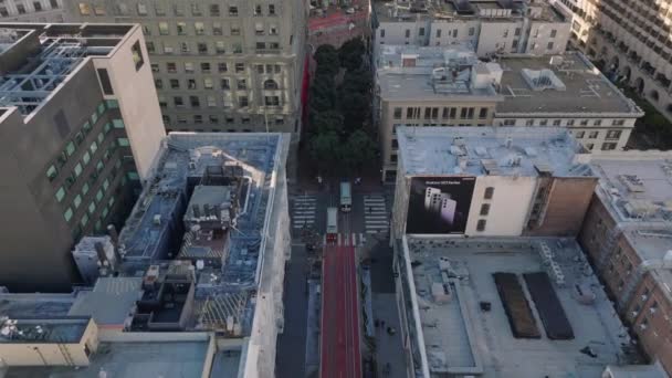 Metropolis Sokaklarındaki Teleferiklerin Yüksek Açılı Görüntüsü Tarihi Tramvay Çok Katlı — Stok video