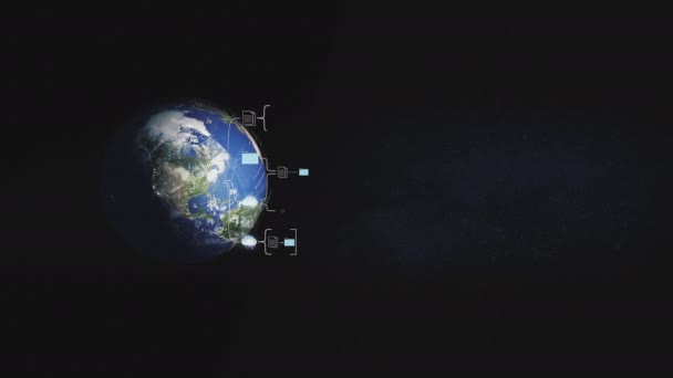 Distant Shot Rotating Planet Earth Added Digital Visual Effects Providing — Stock Video