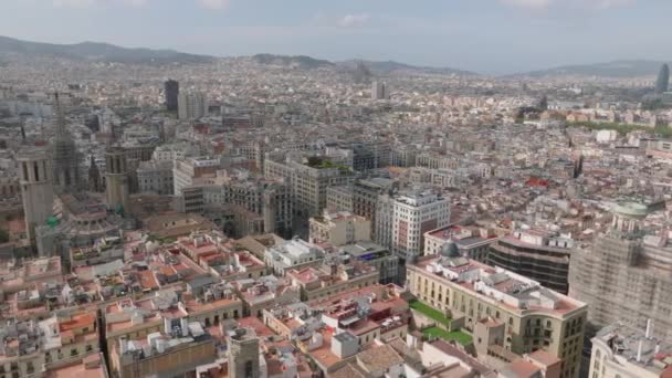 Metropolis Hava Panoramik Görüntüleri Eski Kasabadaki Tarihi Binalar Simgeler Barselona — Stok video