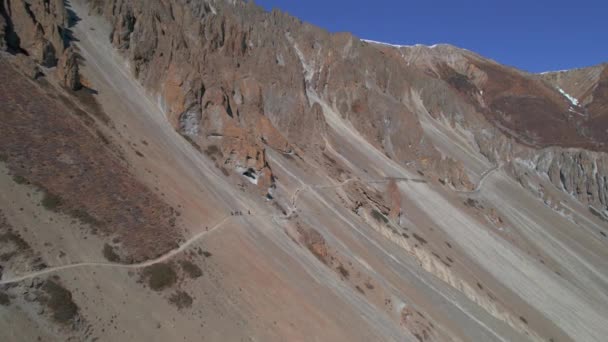 Tur Grubuyla Birlikte Yüksek Himalaya Dağlarındaki Tilicho Ana Kampına Yürüyüş — Stok video