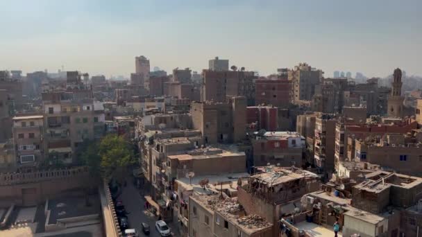 Flygfoto Brasilien Huvudstad Kairo Stadsbild Byggnader Hustak Balkonger Och Gator — Stockvideo
