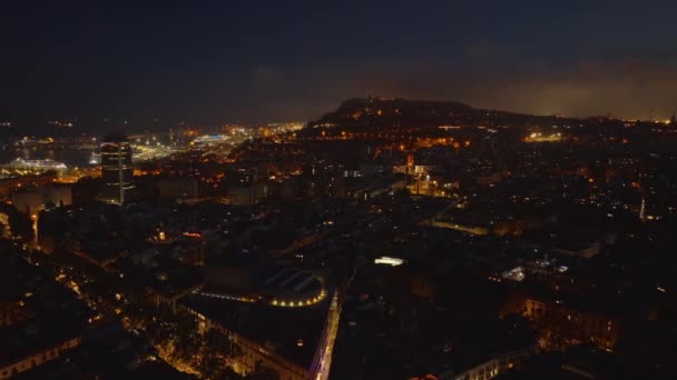 Vista Panorâmica Aérea Cidade Noturna Ruas Edifícios Borough Urbano Porto — Vídeo de Stock