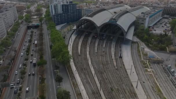 Vista Panorámica Estación Tren Estacion Francia Inclinado Hacia Arriba Revelan — Vídeo de stock