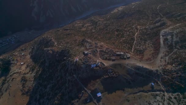 Vue Aérienne Haut Vers Bas Bâtiments Abandonnés Village Avec Des — Video