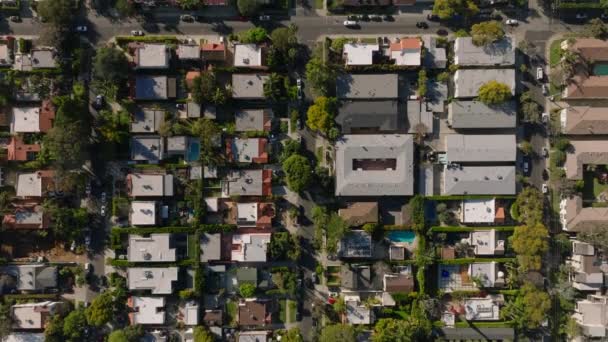 Repülj Házak Felett Lakónegyedben Madarak Szeme Szokásos Utcai Rácson Városban — Stock videók