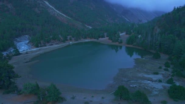 Nepal Gandaki Popüler Yeşil Pisang Gölü Turist Grubu Güzel Gölü — Stok video