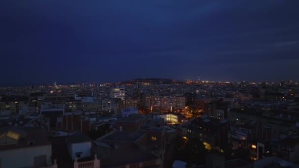 Rekaman Malam Udara Metropolis Terbang Atas Bangunan Kota Dan Mengungkapkan — Stok Video