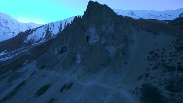 Movimento Rápido Aéreo Sobrevoa Dramática Paisagem Picos Montanhosos Himalaia Nepal — Vídeo de Stock