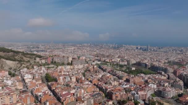 Luftaufnahmen Von Gebäuden Metropolen Mehrgeschossige Mehrfamilienhäuser Stadtbezirk Barcelona Spanien — Stockvideo