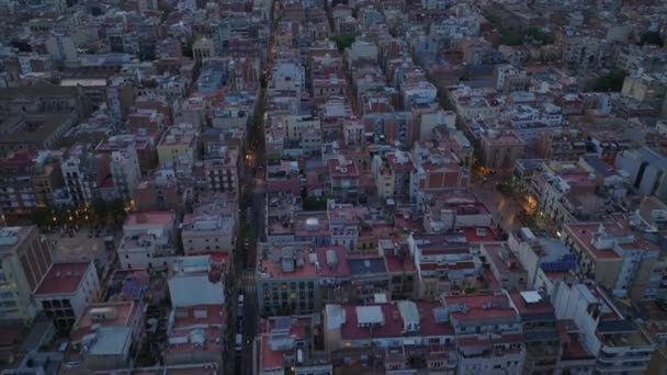 Vue Angle Élevé Des Immeubles Appartements Arrondissement Urbain Crépuscule Survolez — Video