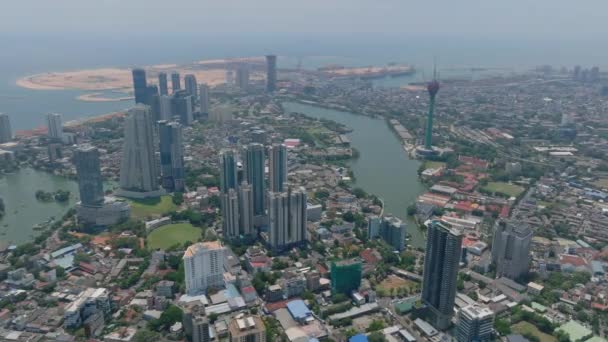 Fly High City Aerial View Urban Neighbourhood Residential Houses Modern — Stock Video