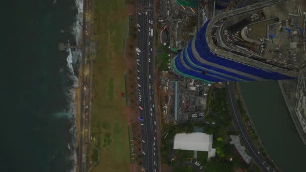 Magas Szögű Kilátás Építése Modern Toronyházak Városi Kerületben Tengerparton Kolumbia — Stock videók
